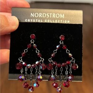 Nordstrom rare vintage crystal red earrings NEW